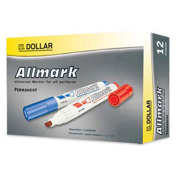 Marcador permanente grosso Allmark UMS2 2mm verde da Dollar, pack com 12 unidades, ideal para escrita e marcações.