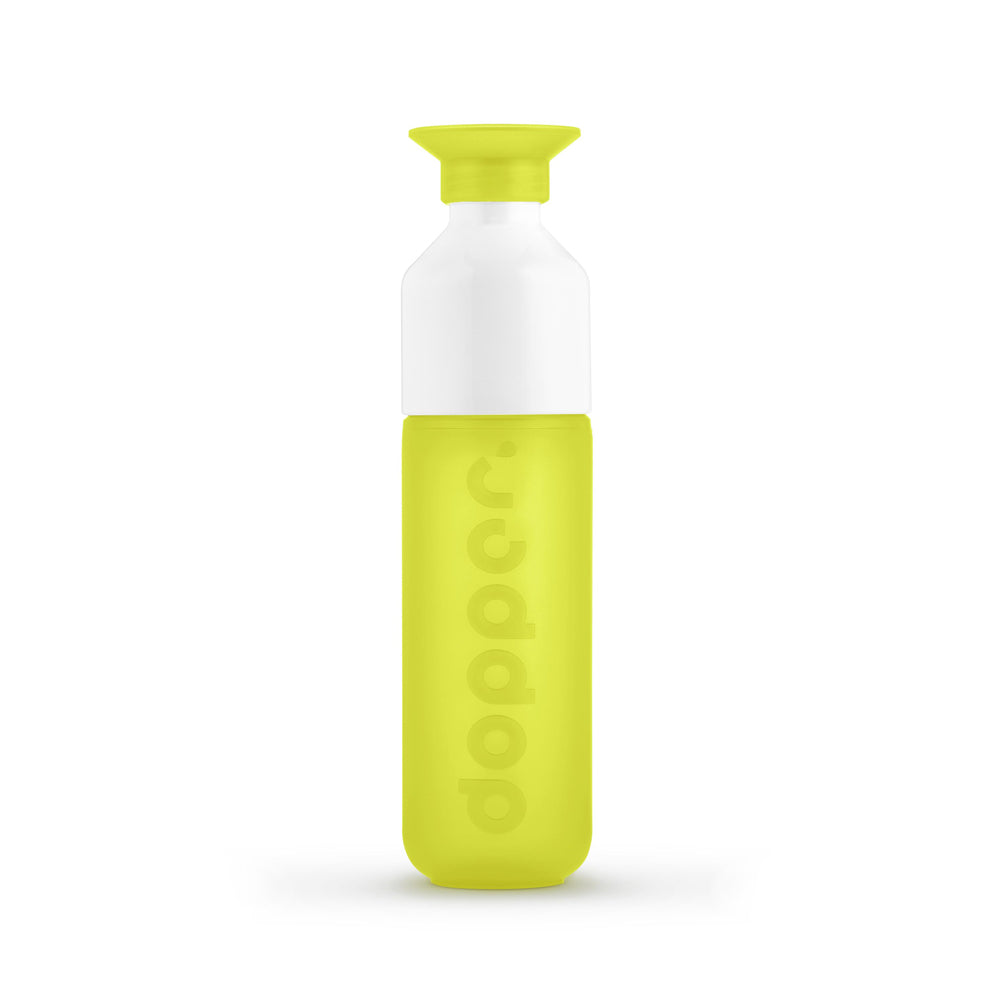Garrafa Dopper Seahorse Lime de 450ml em vidro, com design sustentável e estilo, ideal para água diária.