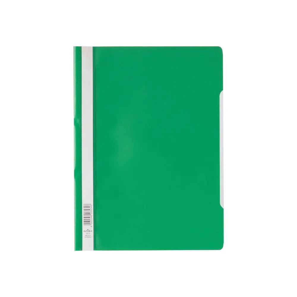 Classificador transparente verde durável da Durable, com capa resistente para organização fácil de documentos.