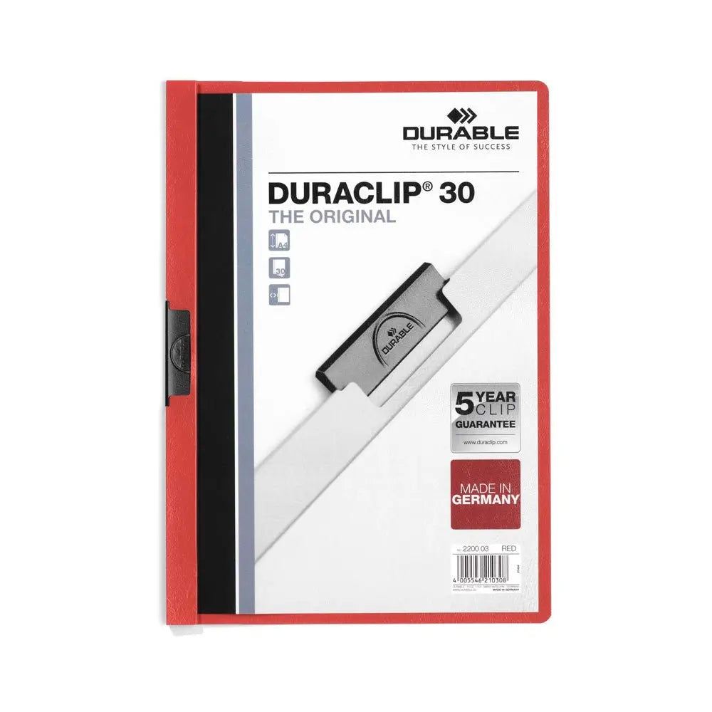 Classificador clip lateral 2200 Durable na cor vermelha, ferramenta prática e durável para organização de documentos.
