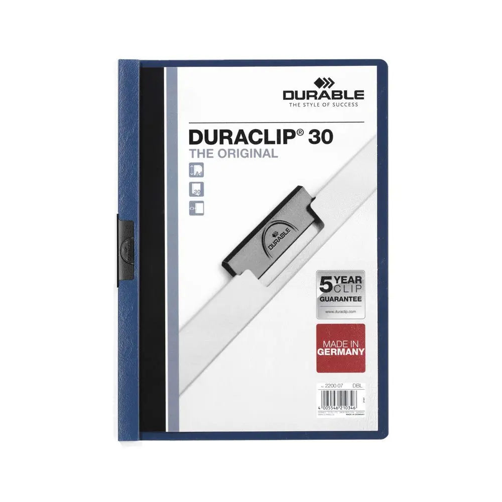 Classificador Clip Lateral Durável 2200 azul escuro, resistente, para organização de documentos e arquivos.