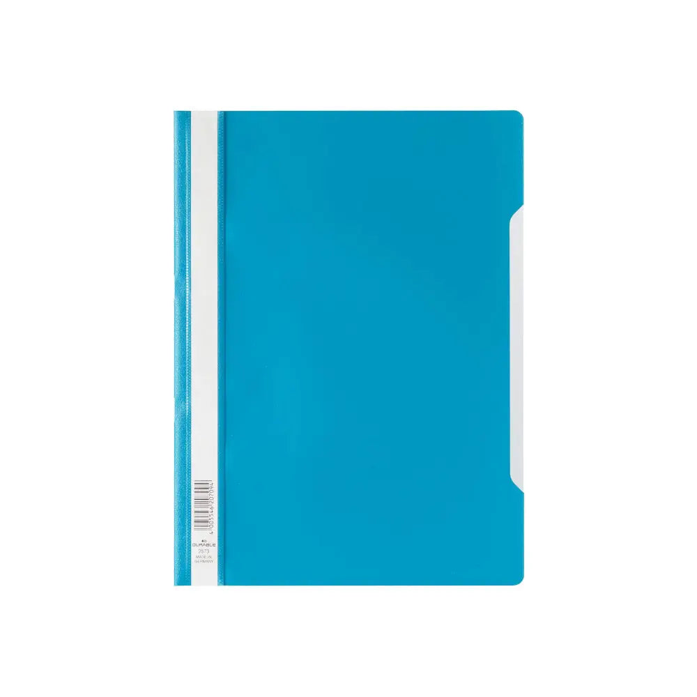 Classificador durável com capa transparente azul, ideal para organização de documentos, em uma unidade.