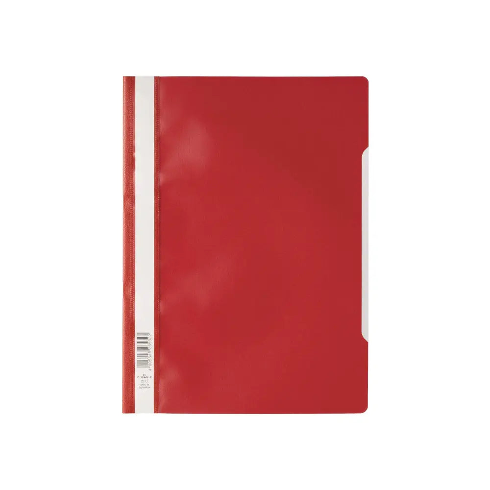 Classificador Durable com capa transparente vermelha durável, unidade, ideal para organizar documentos e papéis.