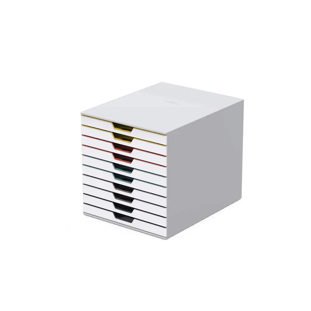 Módulo de gavetas multicolorido Durable com 10 gavetas para escritório, resistente e organizado para armazenamento eficiente