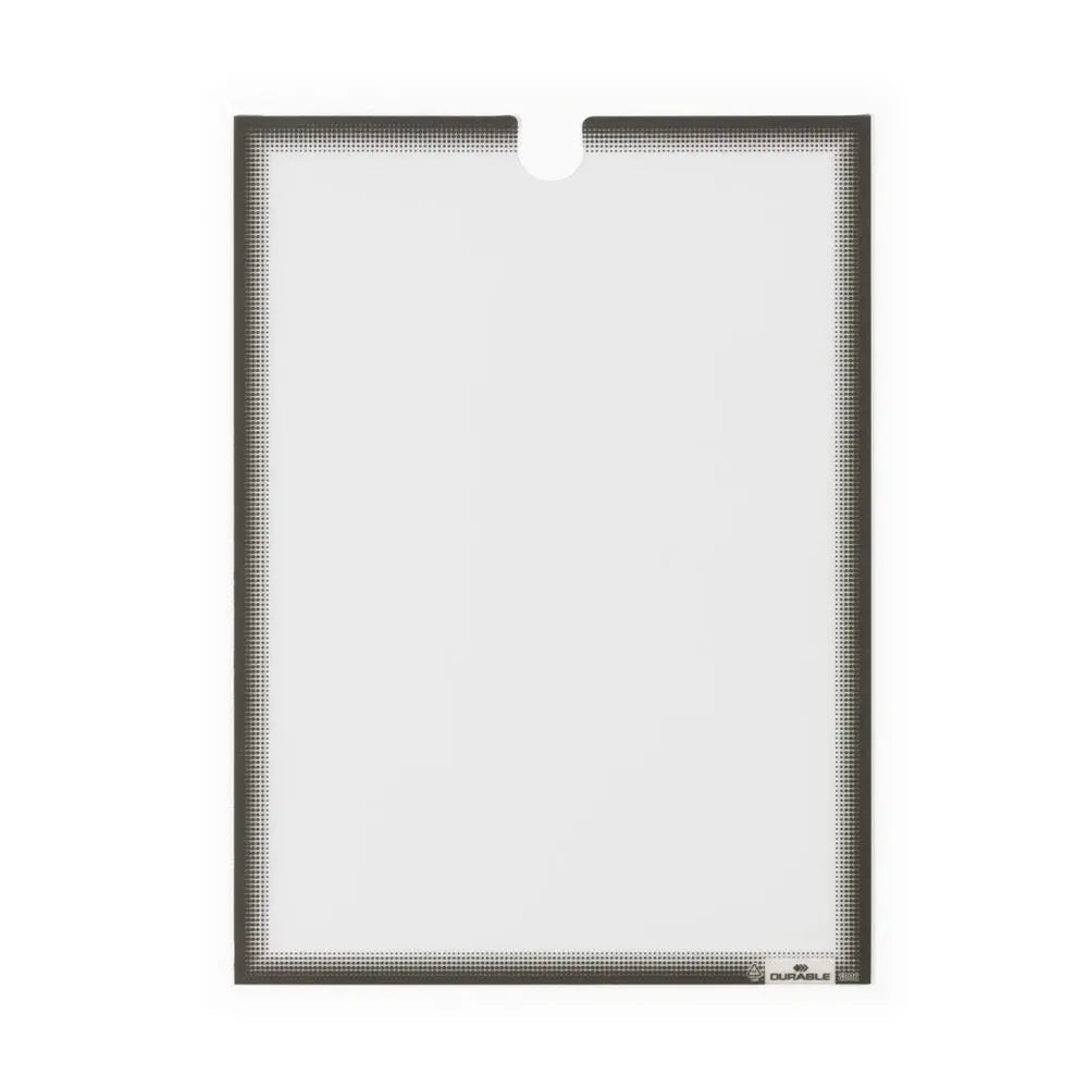 Conjunto de 5 molduras adesivas cinza para papel A4, duráveis e práticas, ideal para organização e decoração de documentos.