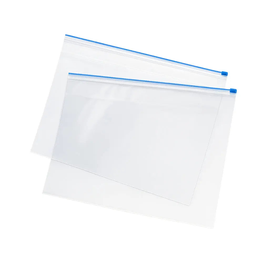 Bolsa A3 com fecho de correr de plástico flexível Eagle, embalagem com 100 unidades, ideal para armazenamento seguro.