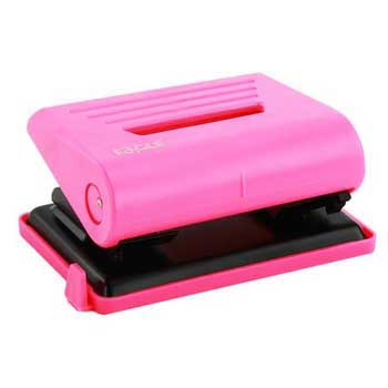Furador de papel Eagle Neon Rosa para 12 folhas, ferramenta de papel com design vibrante e funcionalidade prática.