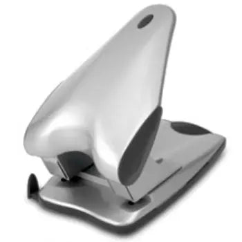 Furador Eagle de 60 folhas com guia preto, alta capacidade para perfuração de papéis em escritórios.