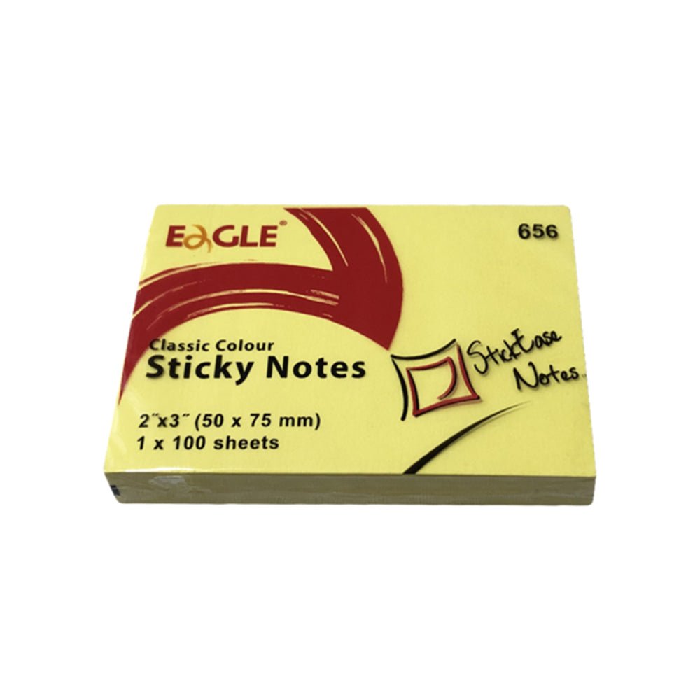 Notas adesivas Eagle amarelas de 7,5x5cm com 100 folhas, bloco de notas aderentes para lembretes e anotações.