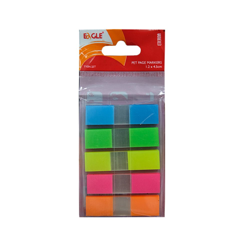 Separadores adesivos Eagle Notas Aderentes Flag 12x45mm, pacote com 250 unidades, em cores sortidas para organização.