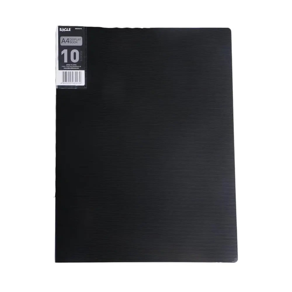 Pastas Eagle pretas com 10 bolsas e 20 páginas, formato A4, para organização de documentos.