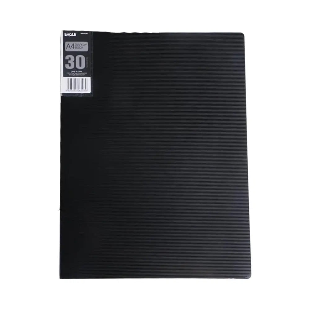 Pastas Eagle A4 pretas com 30 bolsas e 60 páginas, organizador de documentos com acabamento resistente.