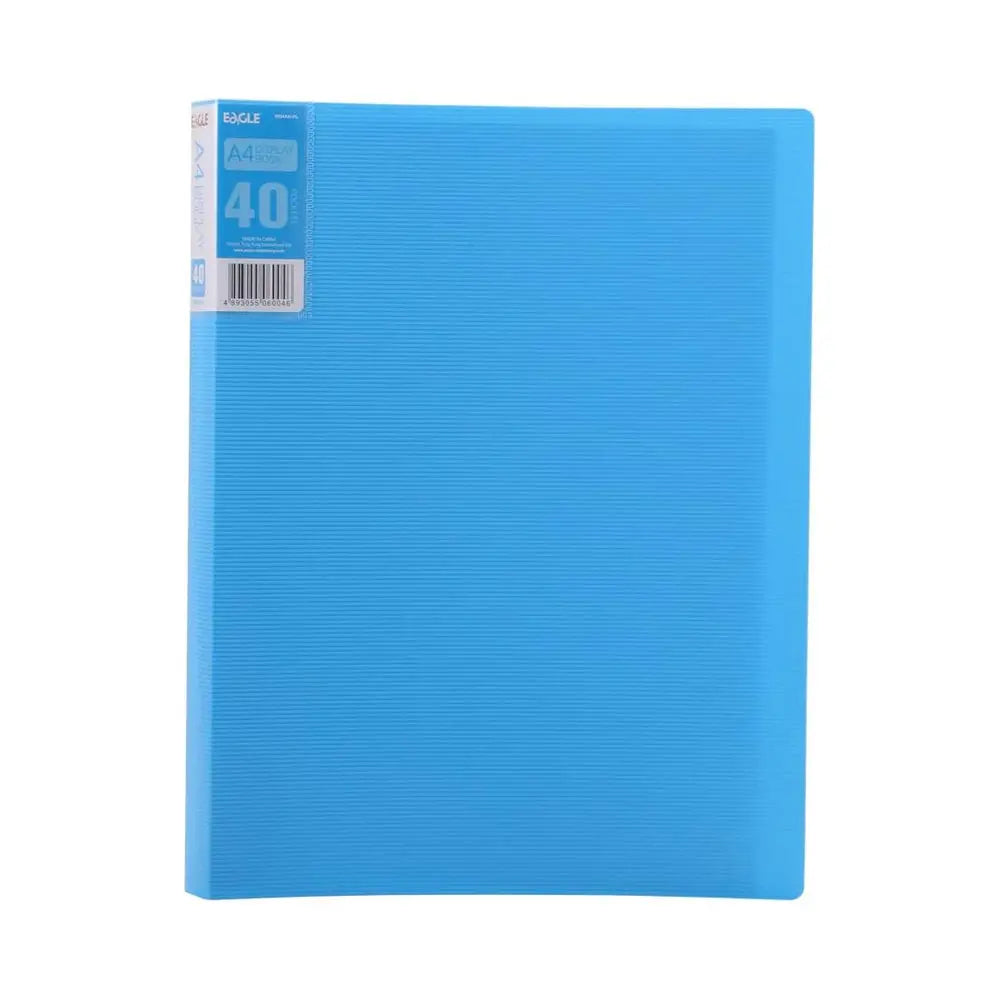 Pastas Eagle azul com 40 bolsas e 80 páginas, estilo A4, organizador de documentos com capa dura, para escritório.