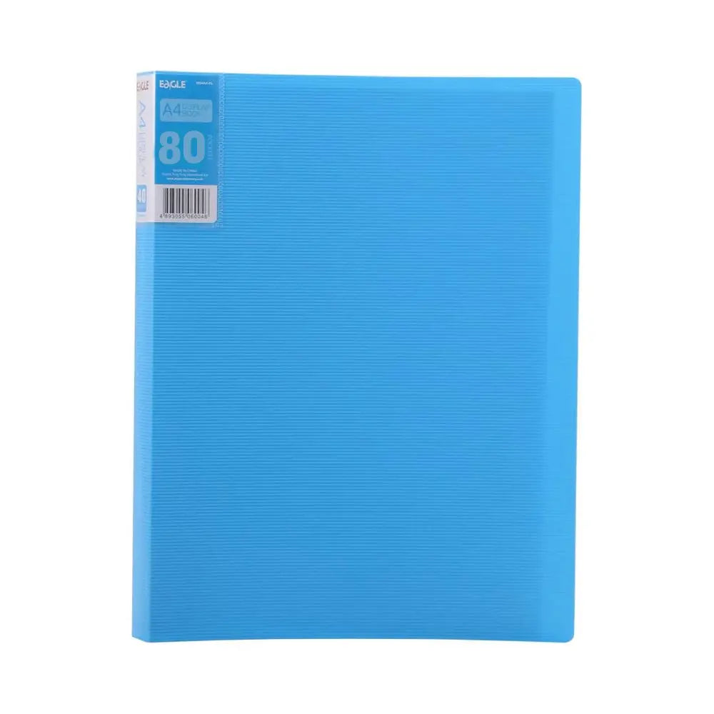 Pastas Eagle A4 azul com 80 bolsas e 160 páginas, ideal para organização de documentos e arquivos.