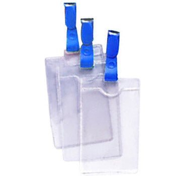 Porta-nomes vertical com mola Eagle, 62x108mm, pacote com 12 unidades, ideal para identificação de nomes e cargos.