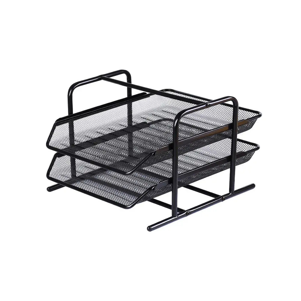 Tabuleiro de secretária Eagle com 2 gavetas em rede preto, ideal para organização de escritório e materiais de trabalho.