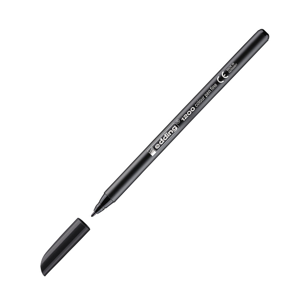 Marcador Edding 1200 preto de 1mm para escrever e destacar, display com vários marcadores em fundo branco