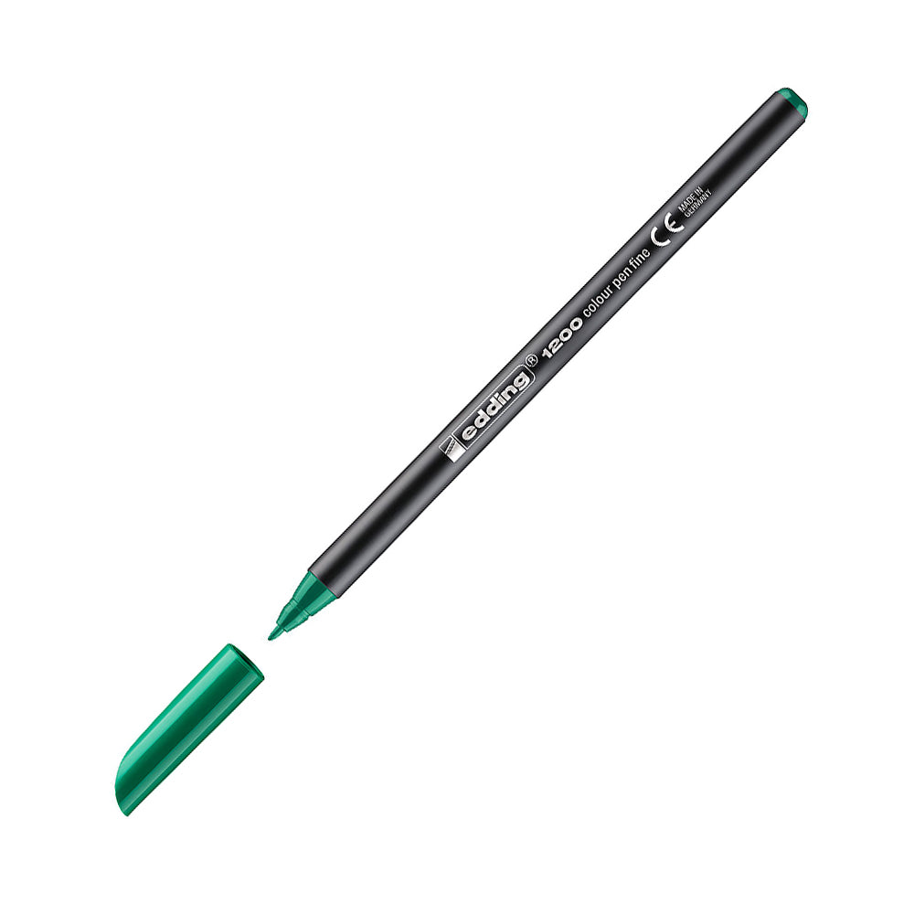 Marcador Edding 1200 Médio 1mm Verde claro, resistente, com ponta fina, ideal para escrita e desenhos precisos.
