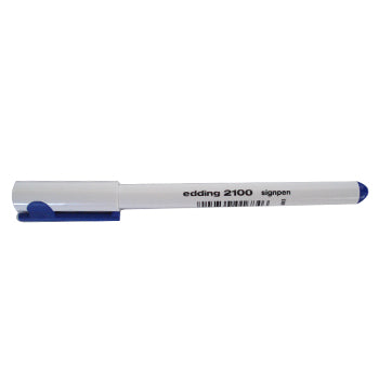 Marcador fino Edding 2100 azul de 0,3mm, permanente, de alta precisão, com ponta fina para desenhos e escrita detalhada.