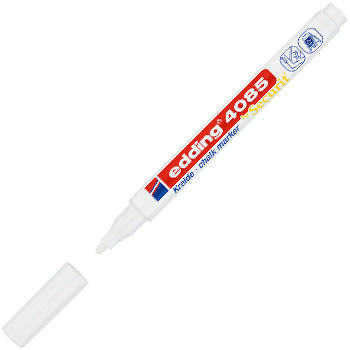 Marcador Giz Edding 4085 branco de 1-2mm para cartazes e quadros, com ponta fina, ideal para escrita em superfícies lisas