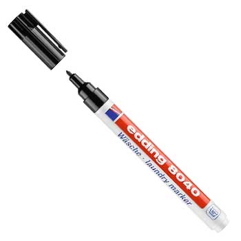 Marcador para tecidos Edding 8040, caneta preta de 1mm, ideal para artesanato e trabalhos manuais.