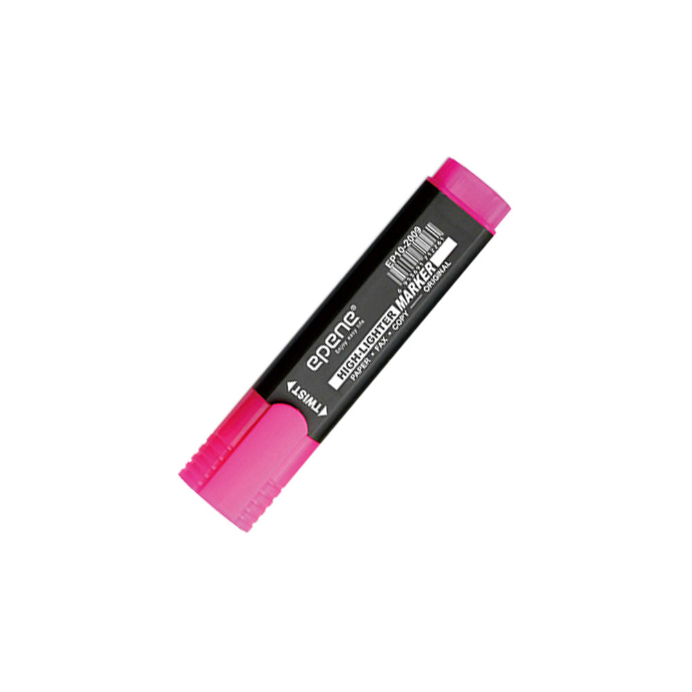 Marcador fluorescente rosa Epene EP10-2009 para destacar textos, com ponta fina e cor vibrante
