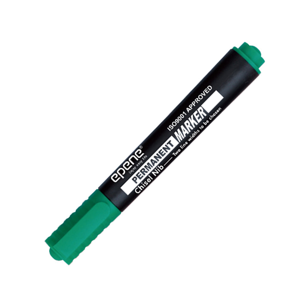 Marcador permanente Epene EP11-2002 verde de 2mm para escrita precisa e marcadores duráveis em uso sobre papel ou superfícies.