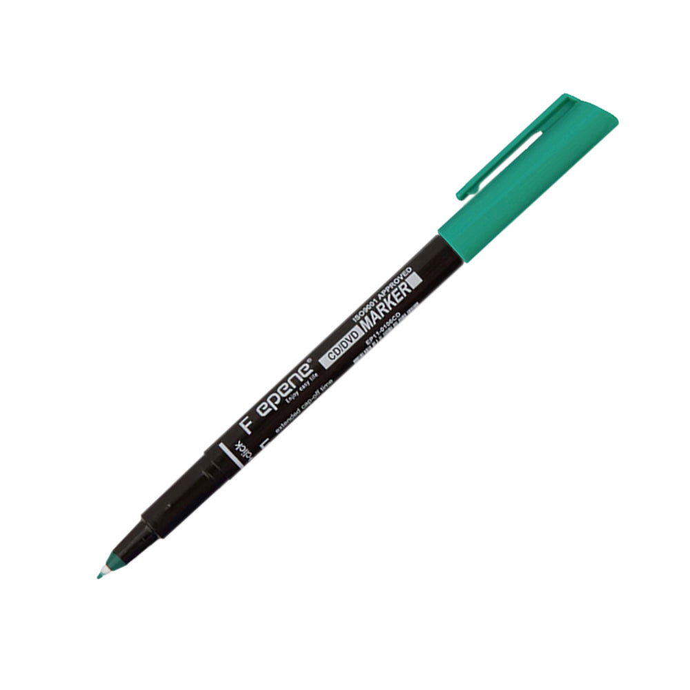 Marcador permanente fino Epene 0,6mm na cor verde, exibido em uma única unidade sobre fundo branco.