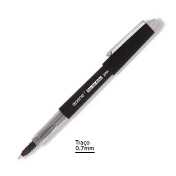 Marcador roller preto Epene EP09-0114, ponta de 0,7mm, unidade, ideal para escrita e desenhos precisos.