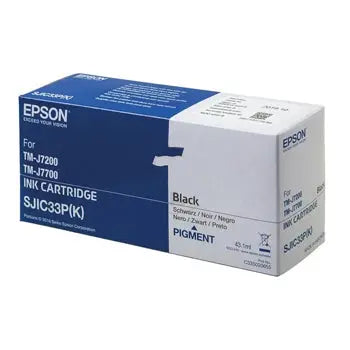 Tinteiro Epson SJIC33P preto original de alta qualidade compatível com impressoras Epson, visível na imagem.
