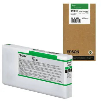 Tinteiro Epson T913B Verde original de 200ml para impressoras EcoTank, compatível com impressoras Epson.