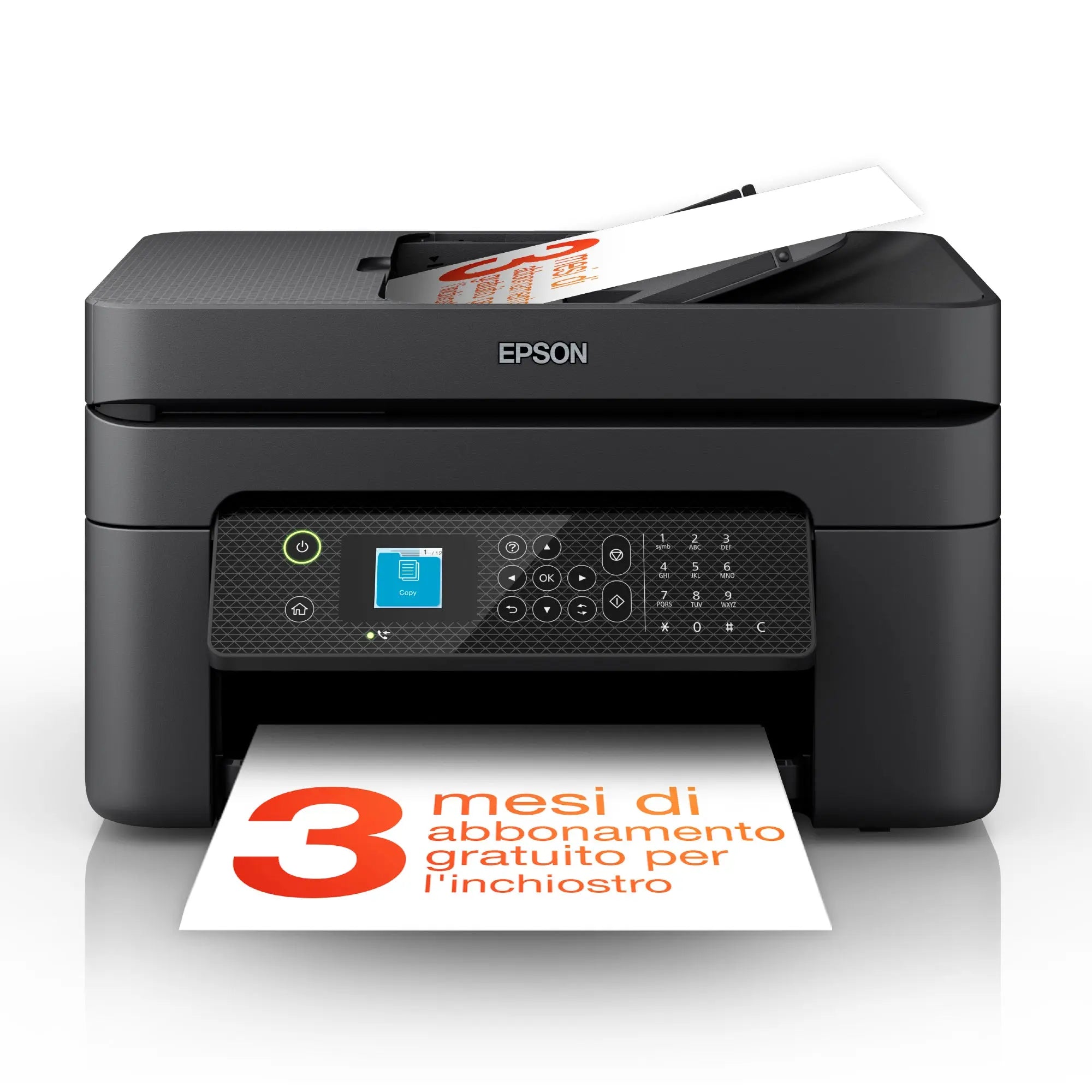 Impressora Epson Workforce WF-2930DWF multifuncional a cores, jato de tinta, com Wi-Fi e conexão USB, A4.