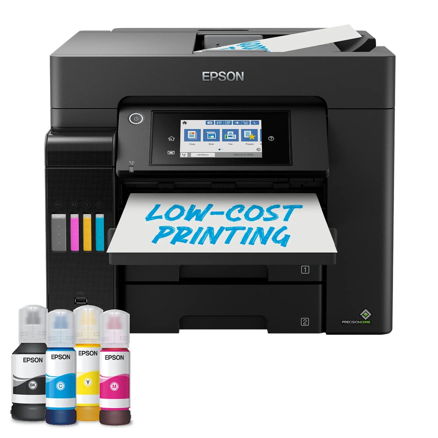 Impressora Epson EcoTank ET-5855 MFP colorida com tela, portas USB e Wi-Fi, impressora multifuncional A4 jato de tinta