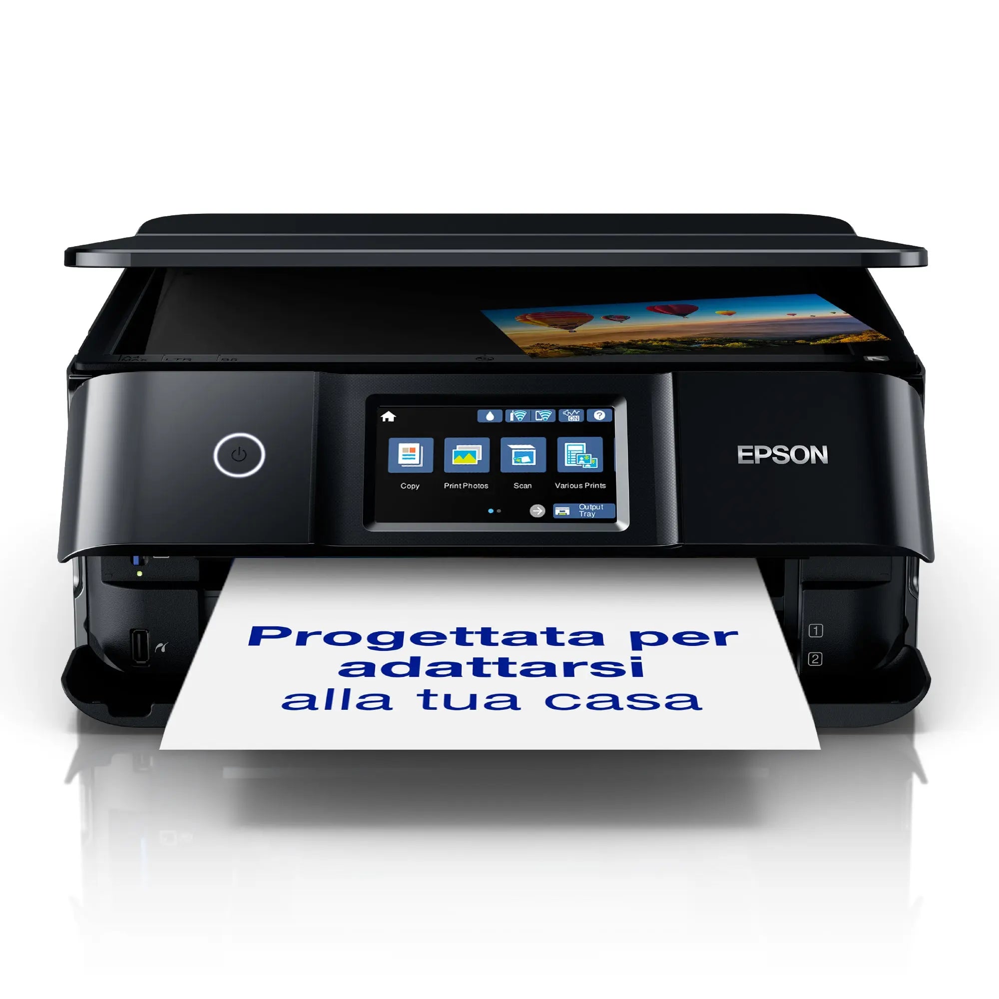 Impressora Epson XP-8700 MFP jato de tinta A4 com Wi-Fi e USB, multifuncional 3 em 1 com painel de controle na frente.