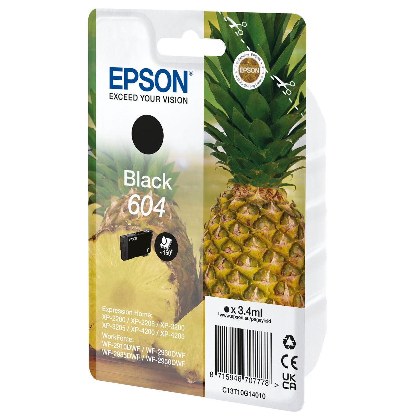 Cartucho de tinta preta Epson 604 4LB para impressora, embalagem individual, tinta de alta qualidade para impressão.