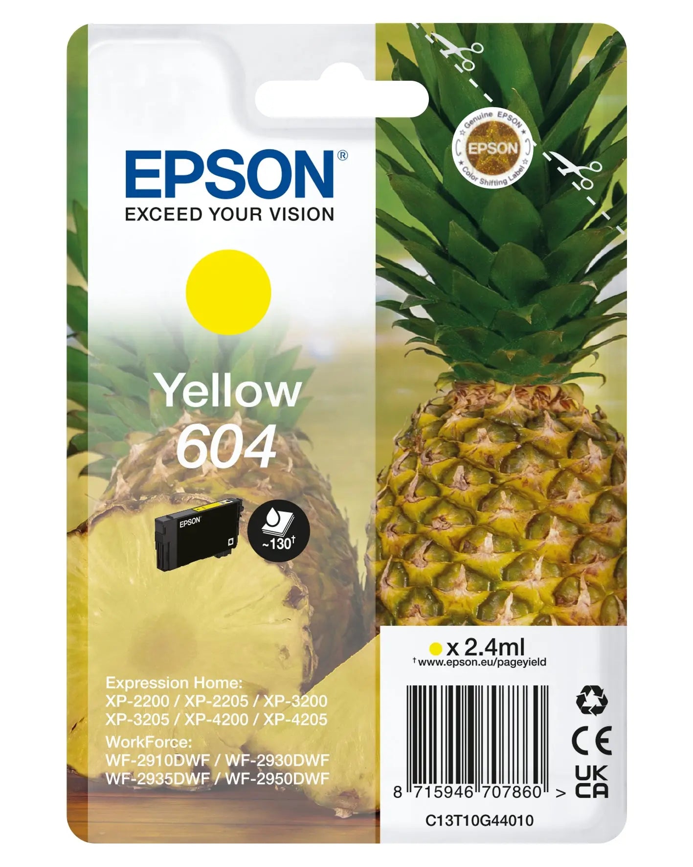 Tinta amarela Epson de 1LB para impressoras, compatível com tinteiros e cabeças de impressão, carregamento único.