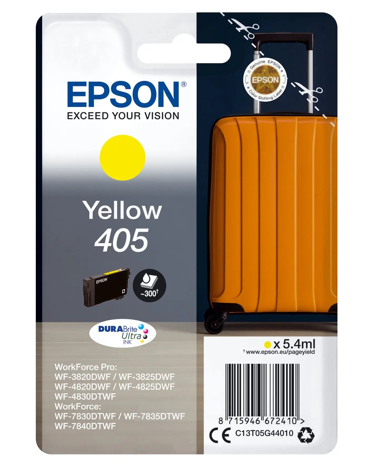 Tinta amarelo Epson 6LB 405 Durabrite Ultra para impressoras, cartucho de tinta para impressoras Epson.