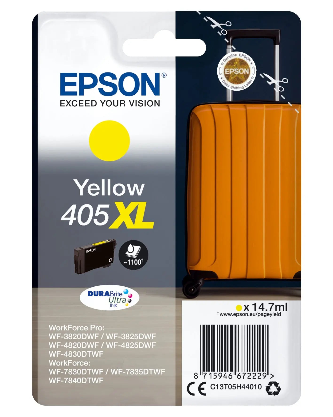 Tinta EPSON 405XL Amarelo 6LB - Durabrite Ultra de Alta Performance Epson