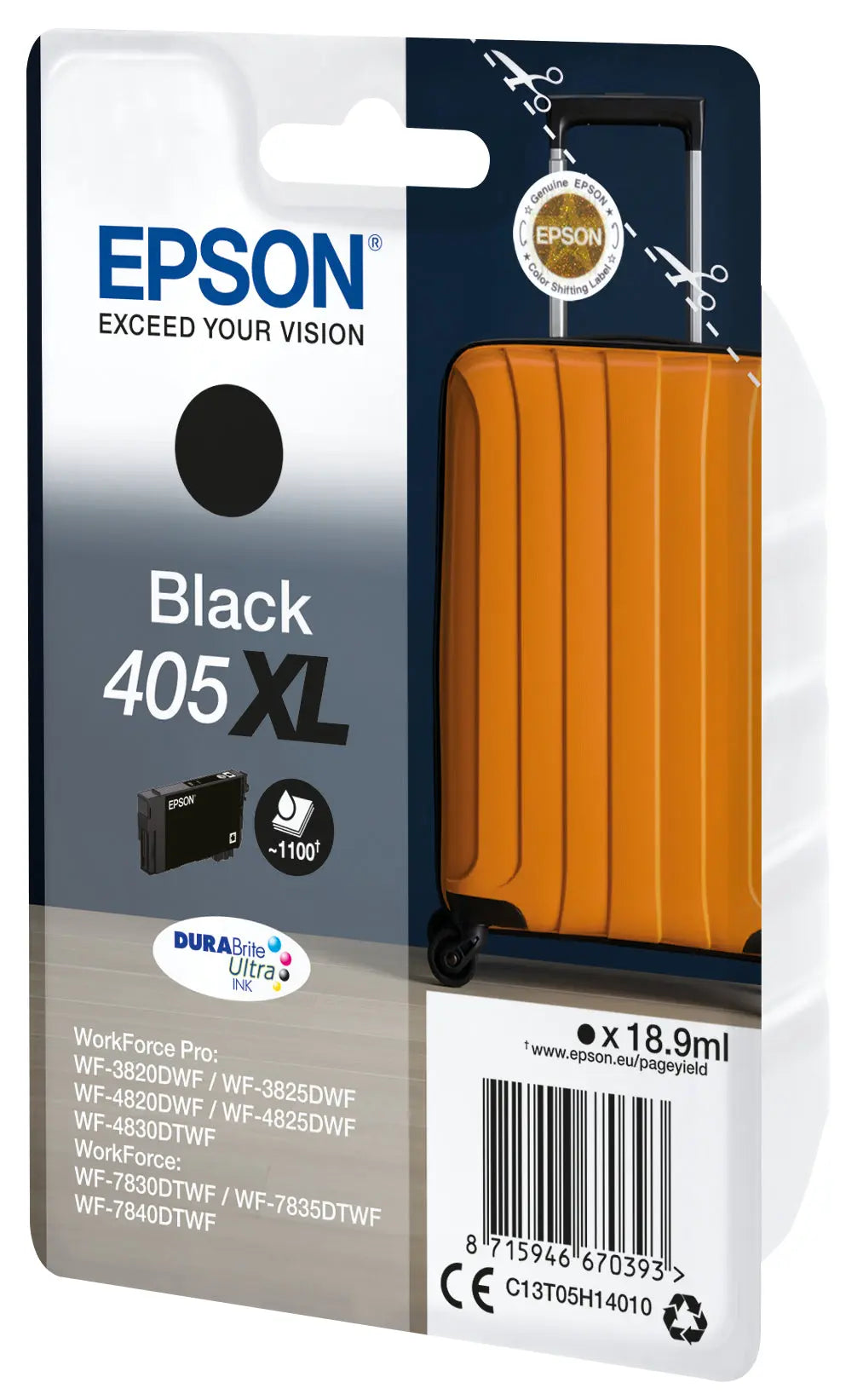 Tinta EPSON 405XL Preta 4LB, Cartucho Durabrite Ultra Epson