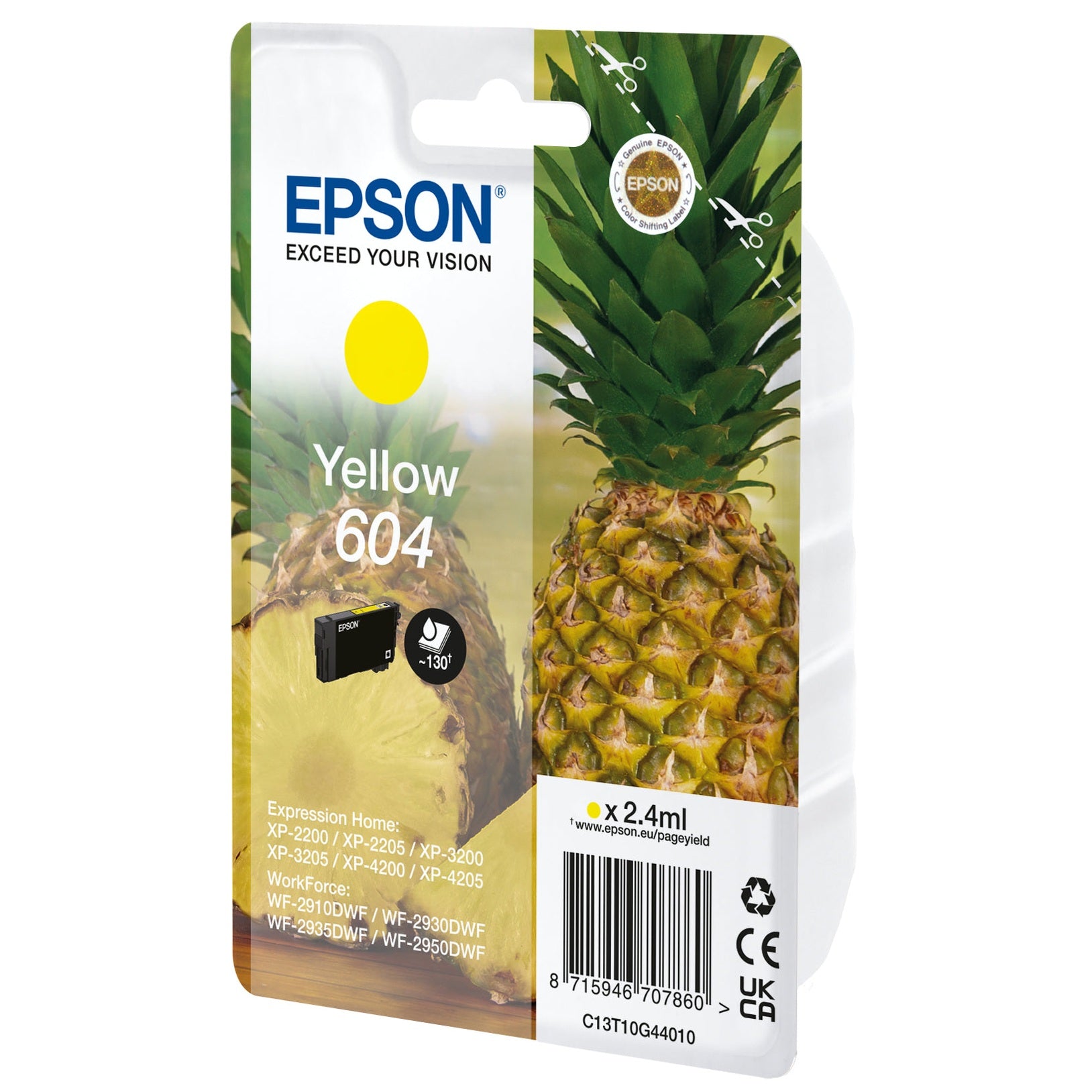 Tinta Epson 604 Amarela para impressora, embalagem de 7,5ml, compatível com cartuchos Epson, tinta de alta qualidade