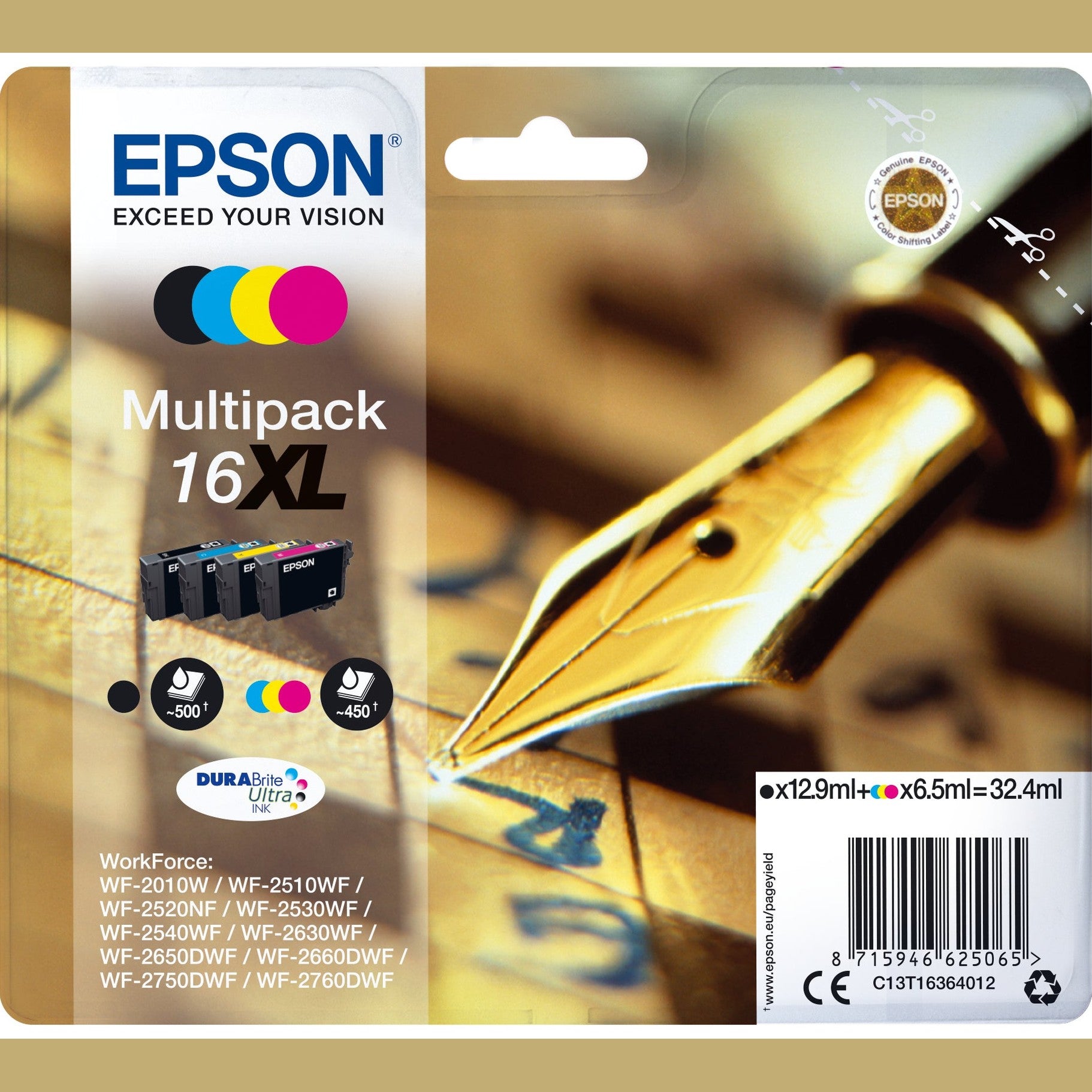 Tinteiro EPSON 16 Multipack 4 Cores XL + Alarme RF - WF-2010/251xx/26xx/27xx