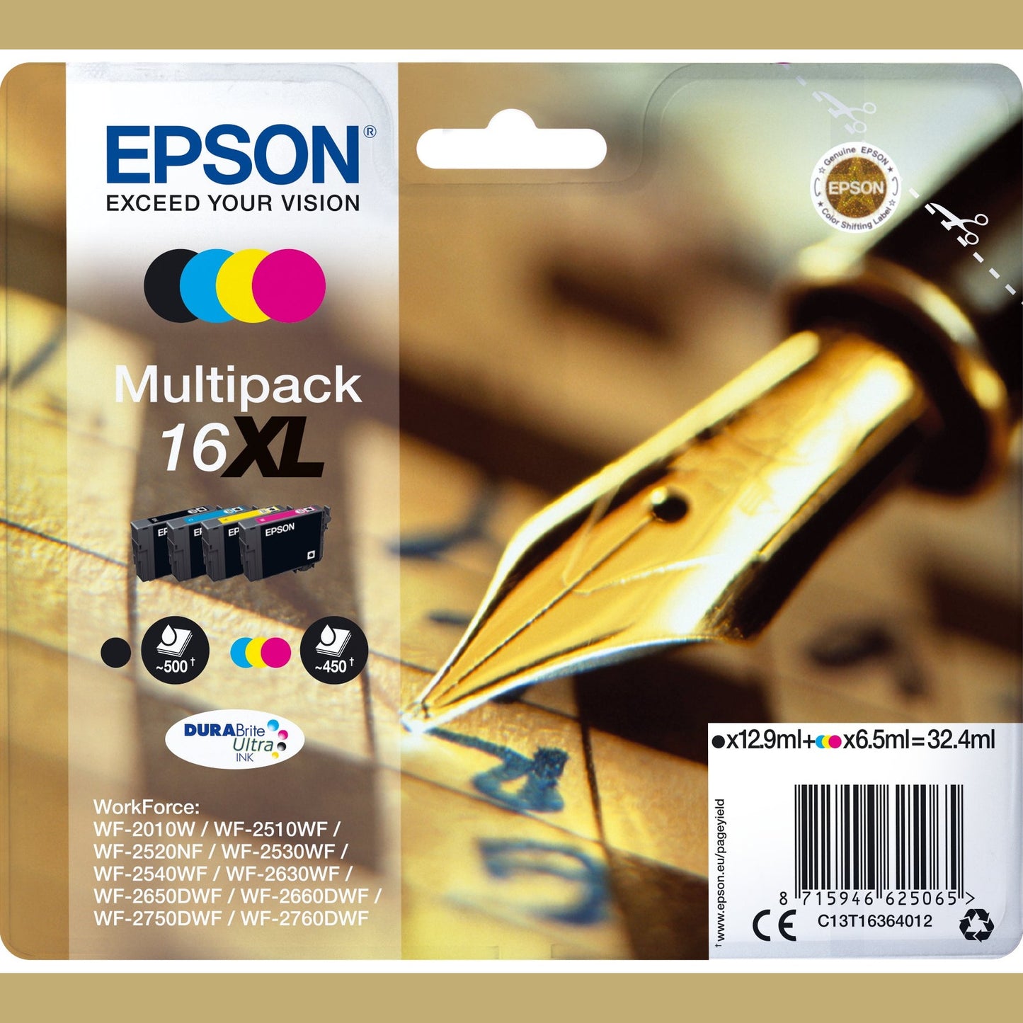 Tinteiro EPSON 16 Multipack 4 Cores XL - WF-2010/251xx/26xx/27xx