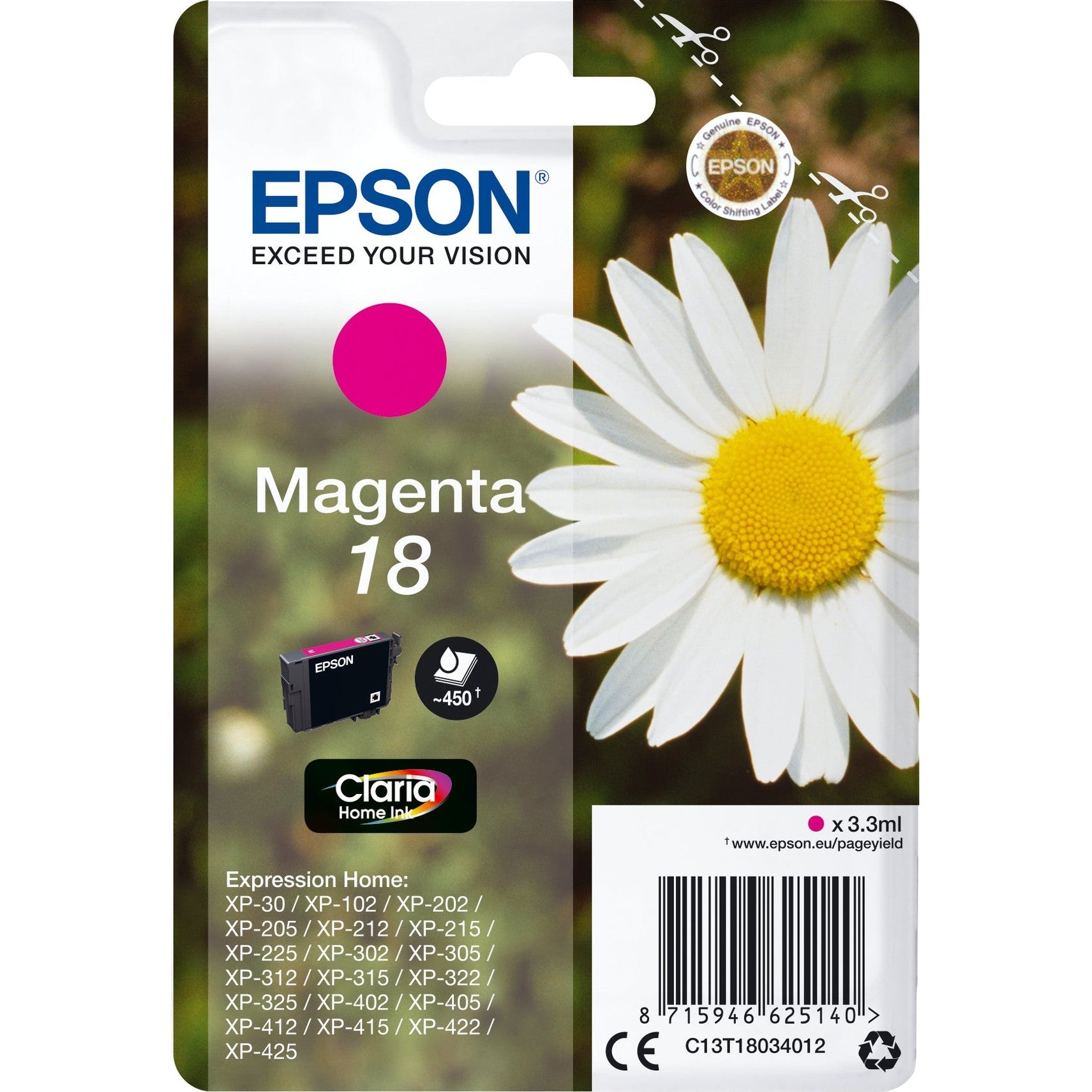 Tinteiro EPSON 18 Magenta - XP-30/x02/x05/x12/x15/x22/x25