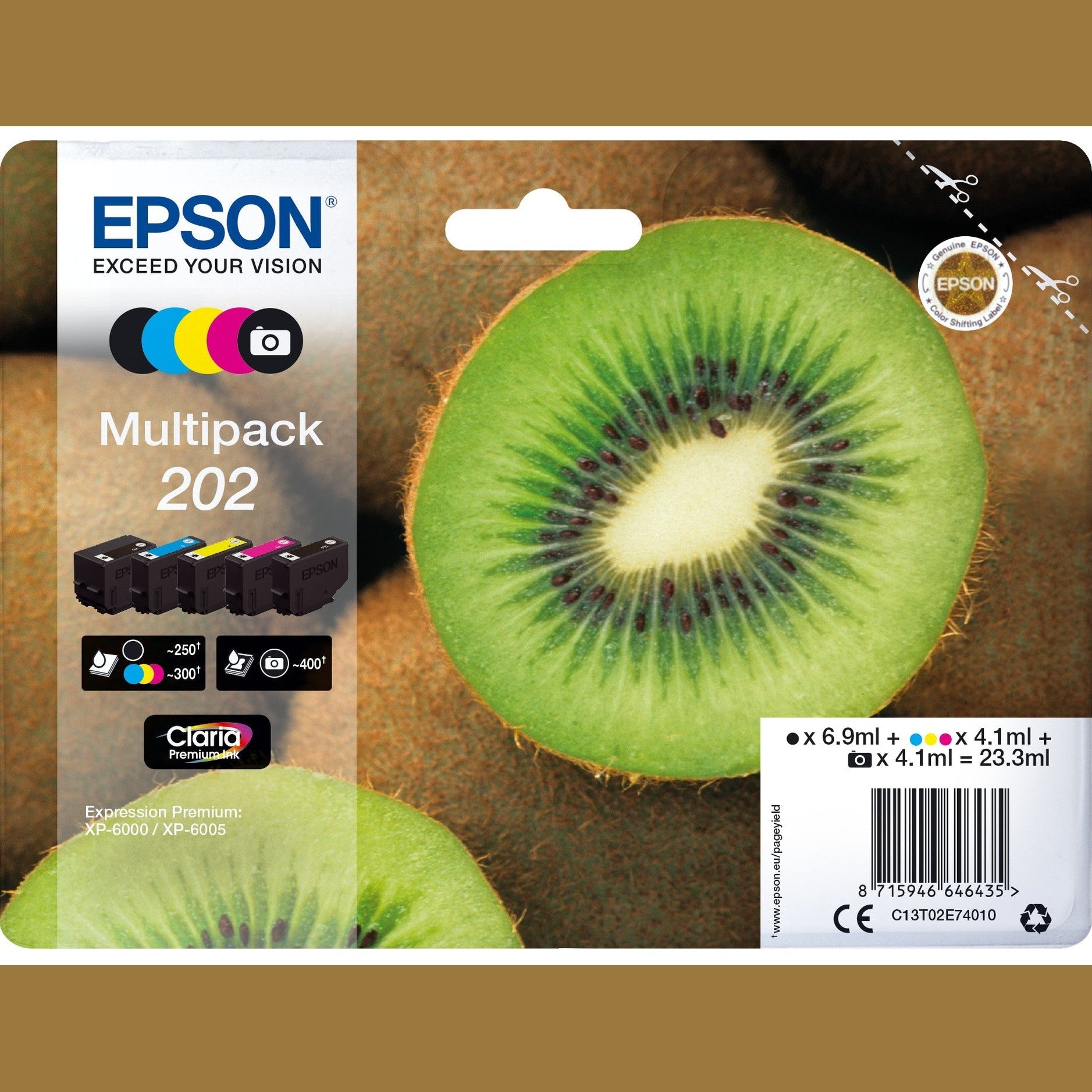 Tinteiro EPSON 202 Multipack 5 Cores para XP-6000/6100 | Qualidade Epson