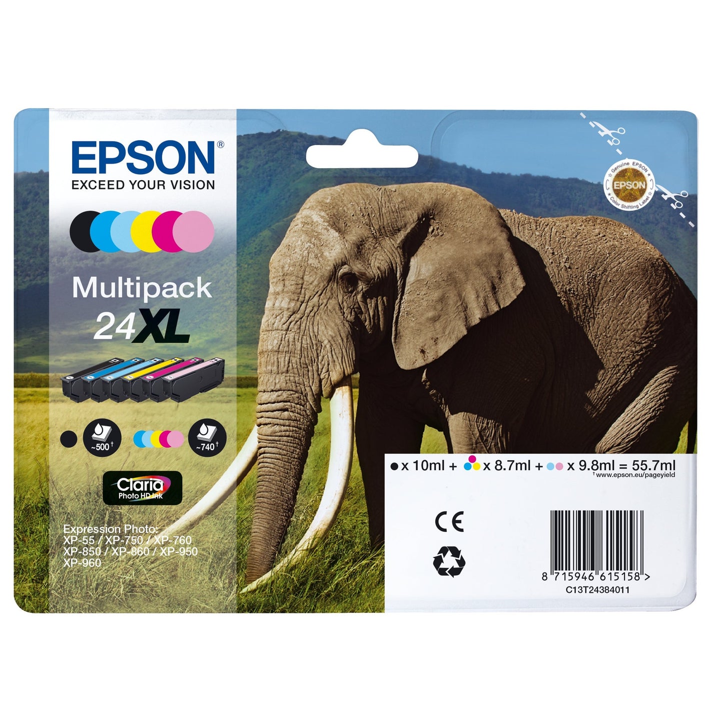 Tinteiro EPSON 24 Multipack 6 Cores XL - XP-750/760/860/850/950/960/970