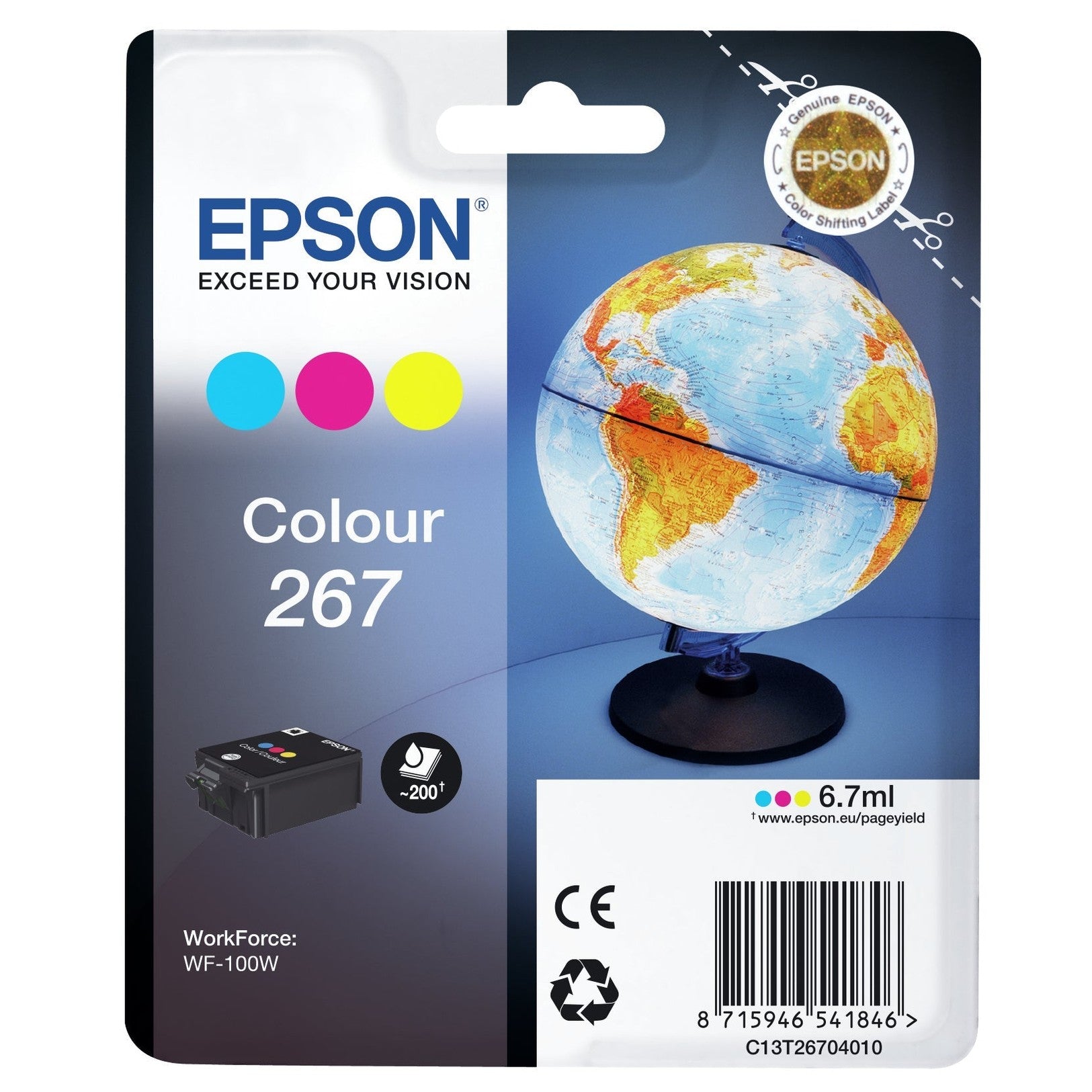 Tinteiro EPSON 267 Cor para WorkForce WF-100W | Tinta de Qualidade Epson