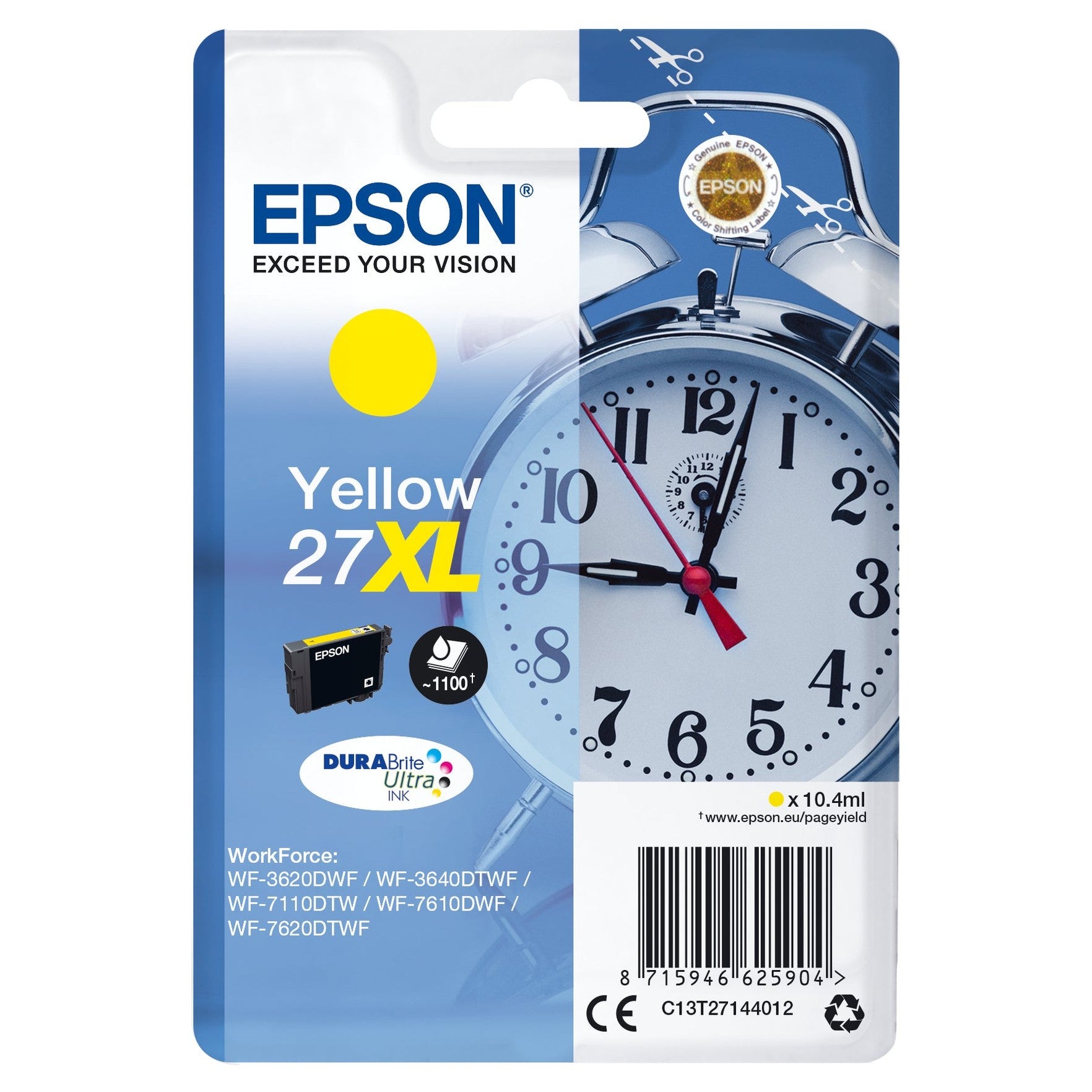 Tinteiro EPSON 27 Amarelo XL - WF36xx/7110/7210/76xx/77xx