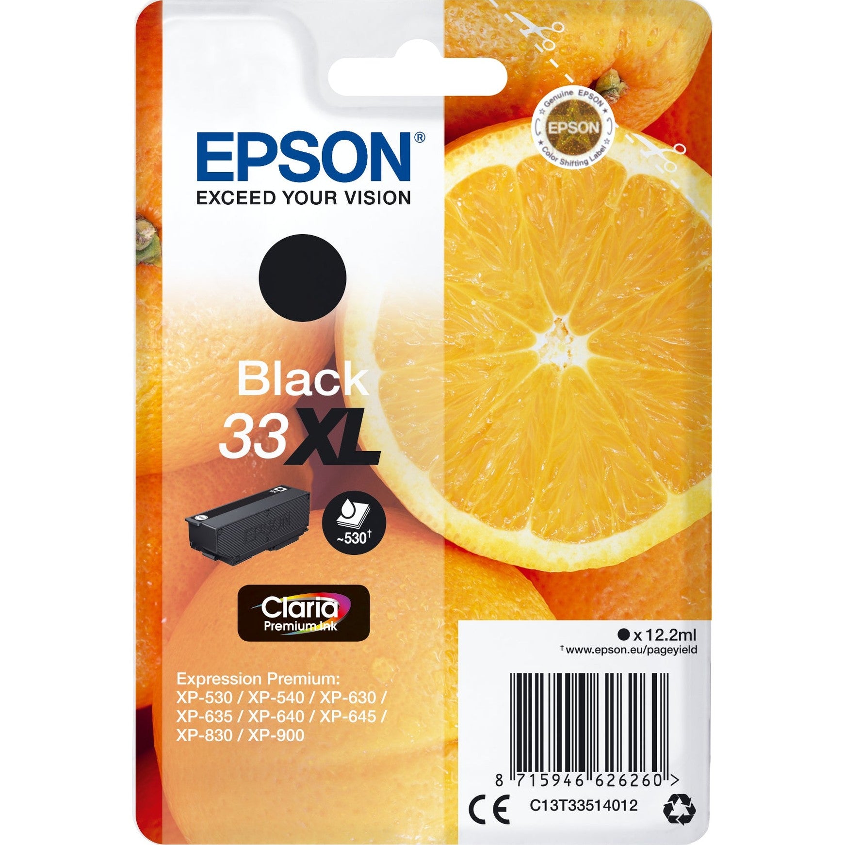 Tinteiro EPSON 33 Preto XL - Expression Home XP-530/630/635/830/900/7100