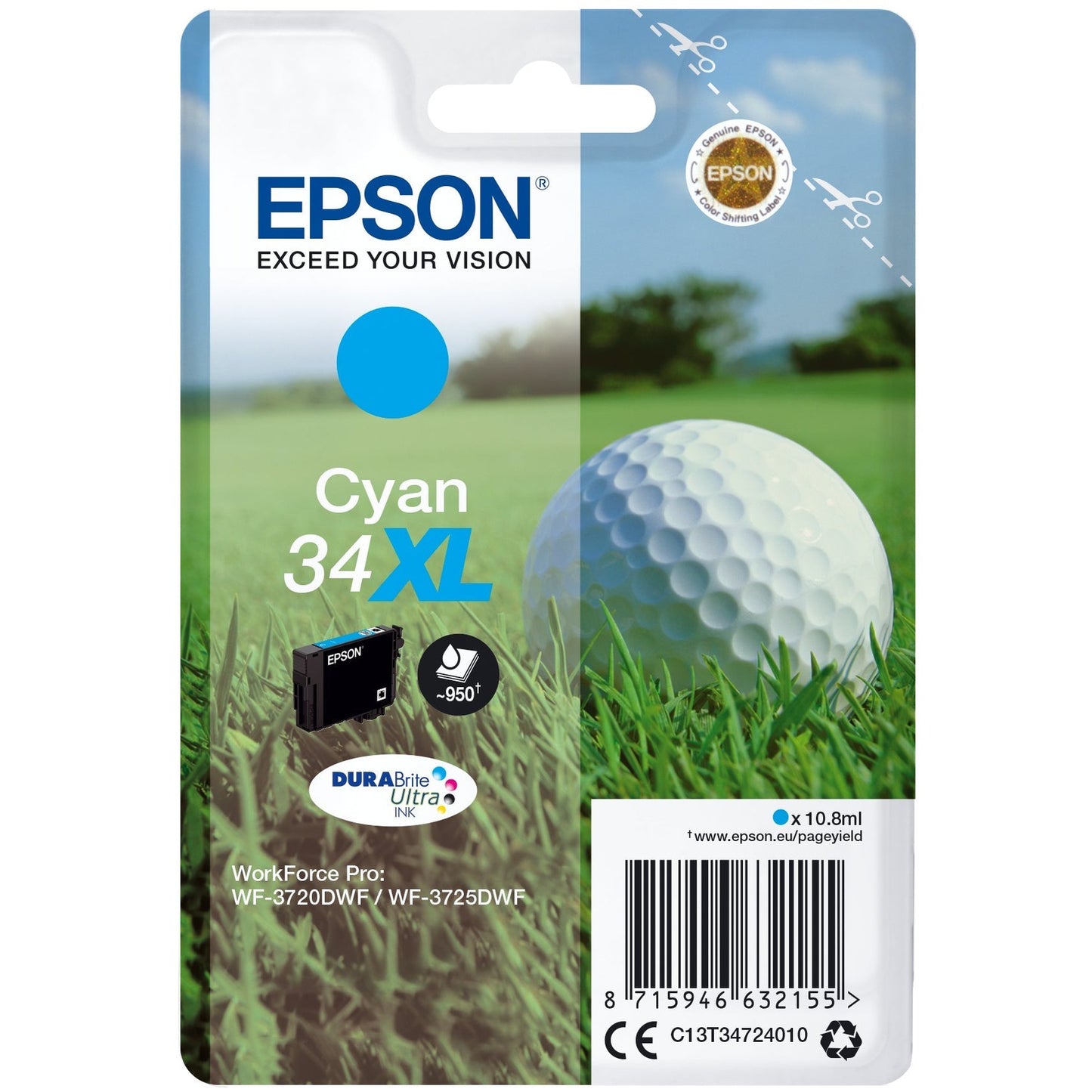 Tinteiro EPSON 34 Ciano XL para WorkForce Pro WF-3720/3725 Epson