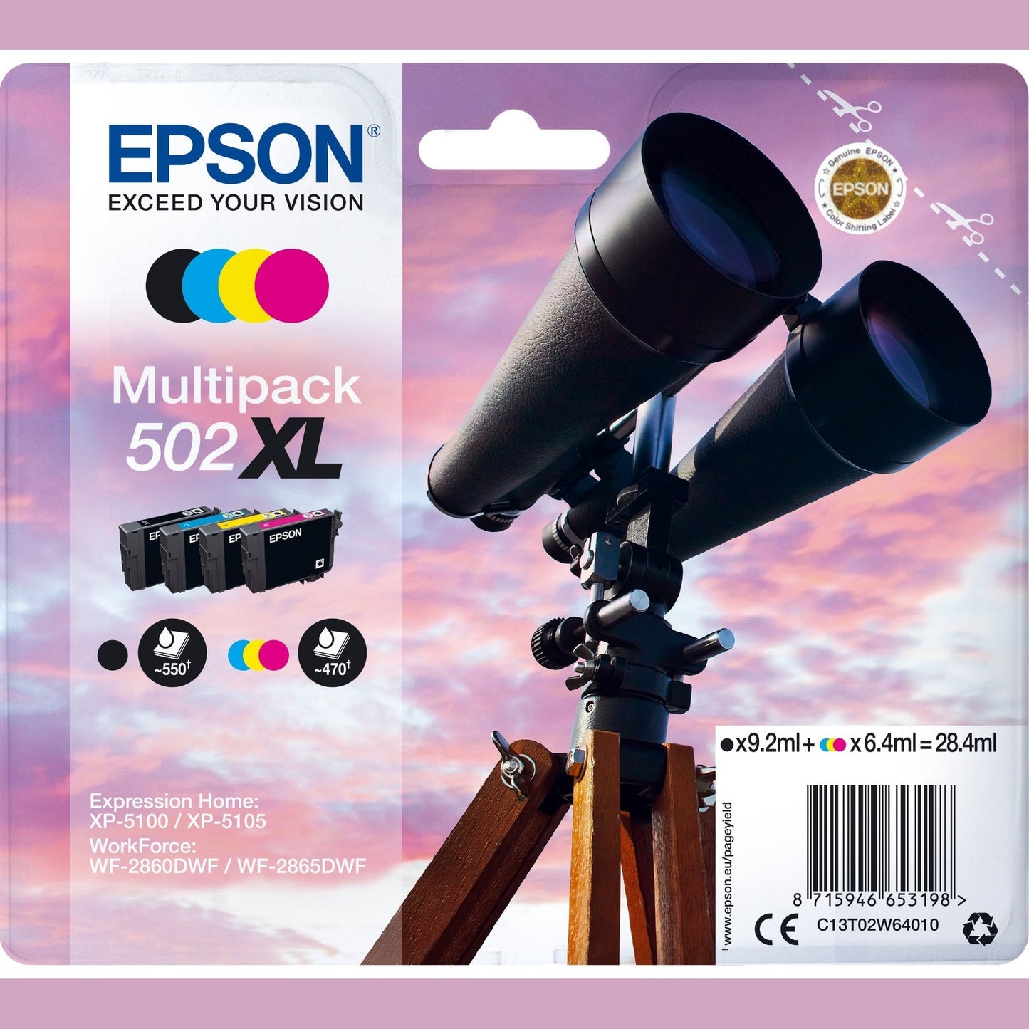 Tinteiro EPSON 502 Multipack XL 4 Cores para XP-5100/WF-2860 Epson